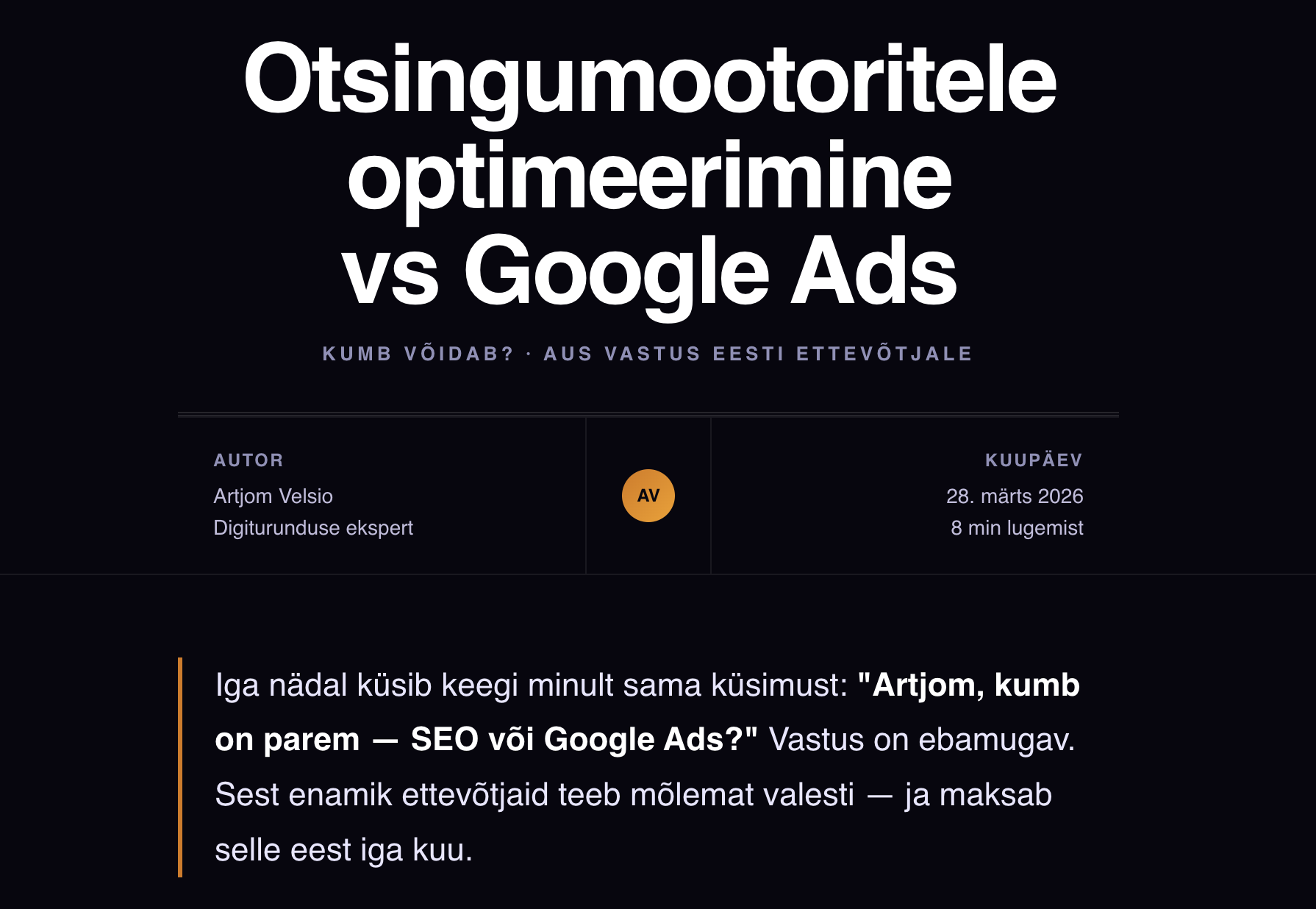 Otsingumootoritele optimeerimine