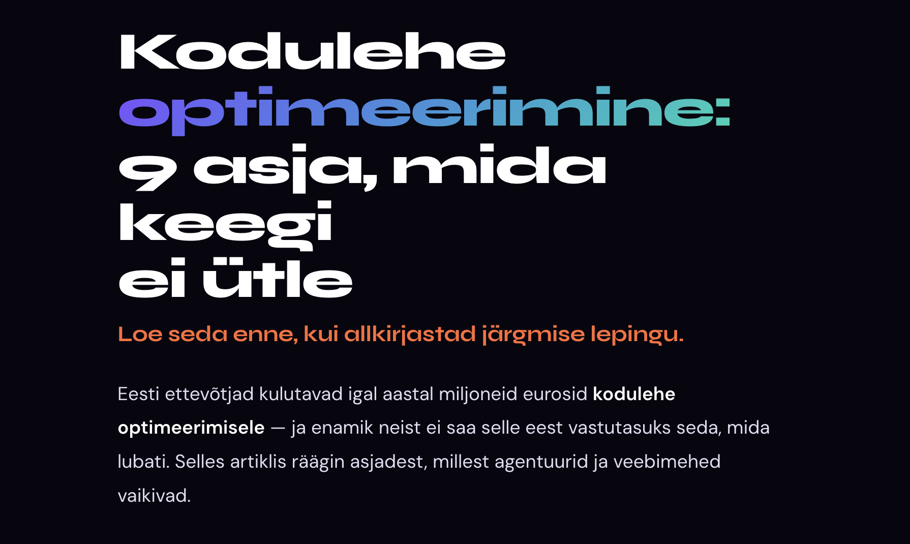 kodulehe optimeerimine